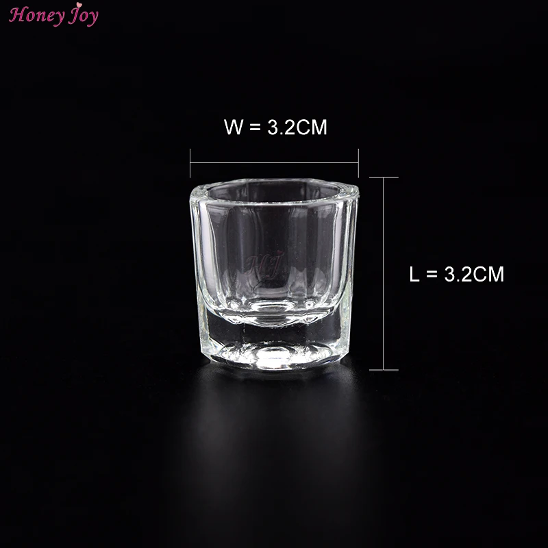 Acrylic Liquid Glass Cup + Anti-volatilization Metal Octagon Cap Acrylic Powder Crystal Glass Cup Lid Bowl for Acrylic Nail Art