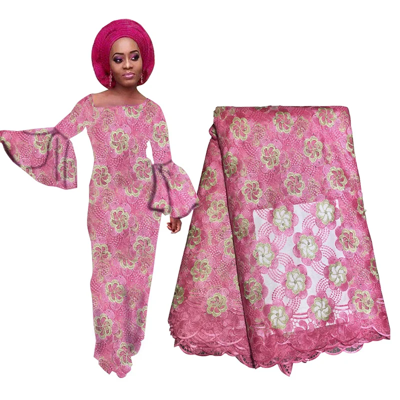 Высокое качество красный цветочный узор африканская кружевная ткань, французский тюль кружева ткань для Свадебная вечеринка в нигерийском стиле вышитая тесьма из ткани