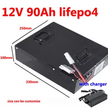 GTK литий 12 v 90ah lifepo4 батарея с 100A BMS 4S 12,6 V Для караван lectronics компрессор бас лодка двигателя RV+ 10A зарядное устройство