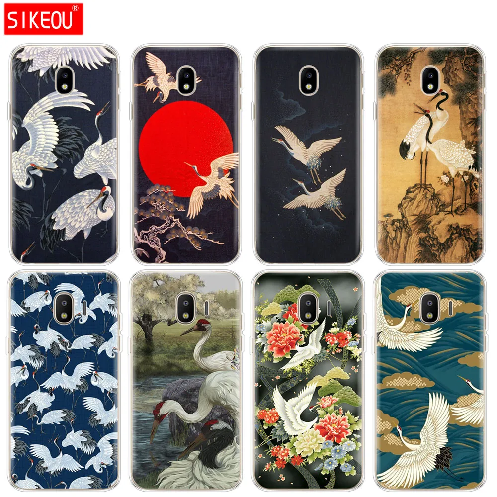 Силиконовый чехол для телефона Samsung Galaxy J3 J5 J7 2017 года J330 J530 J730 PRO j2 2018 Red crowned crane art |