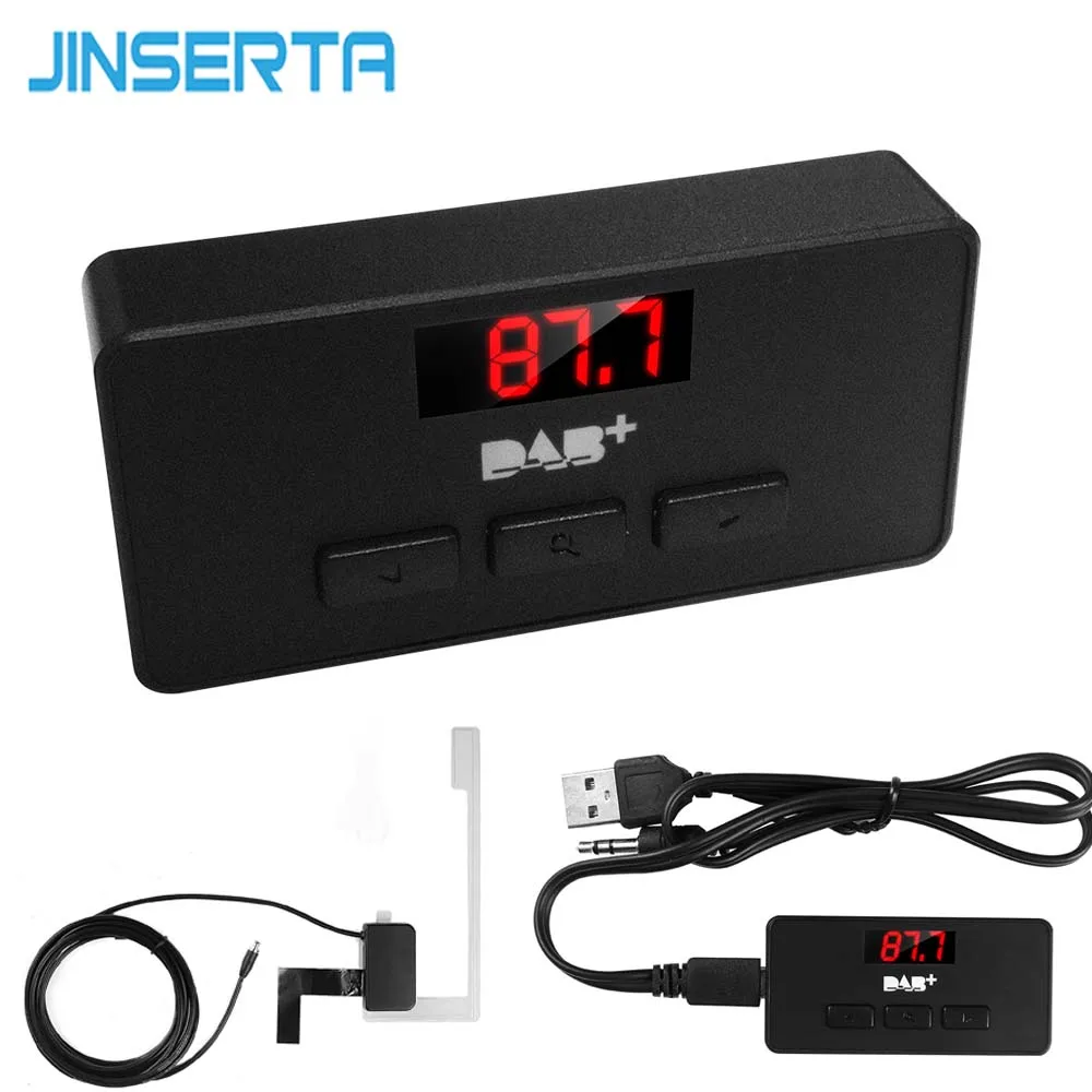 JINSERTA Мини цифровой DAB/DAB+ радио FM тюнер приемник Стик со светодиодный дисплей цифровой аудио вещания 3,5 мм AUX интерфейс