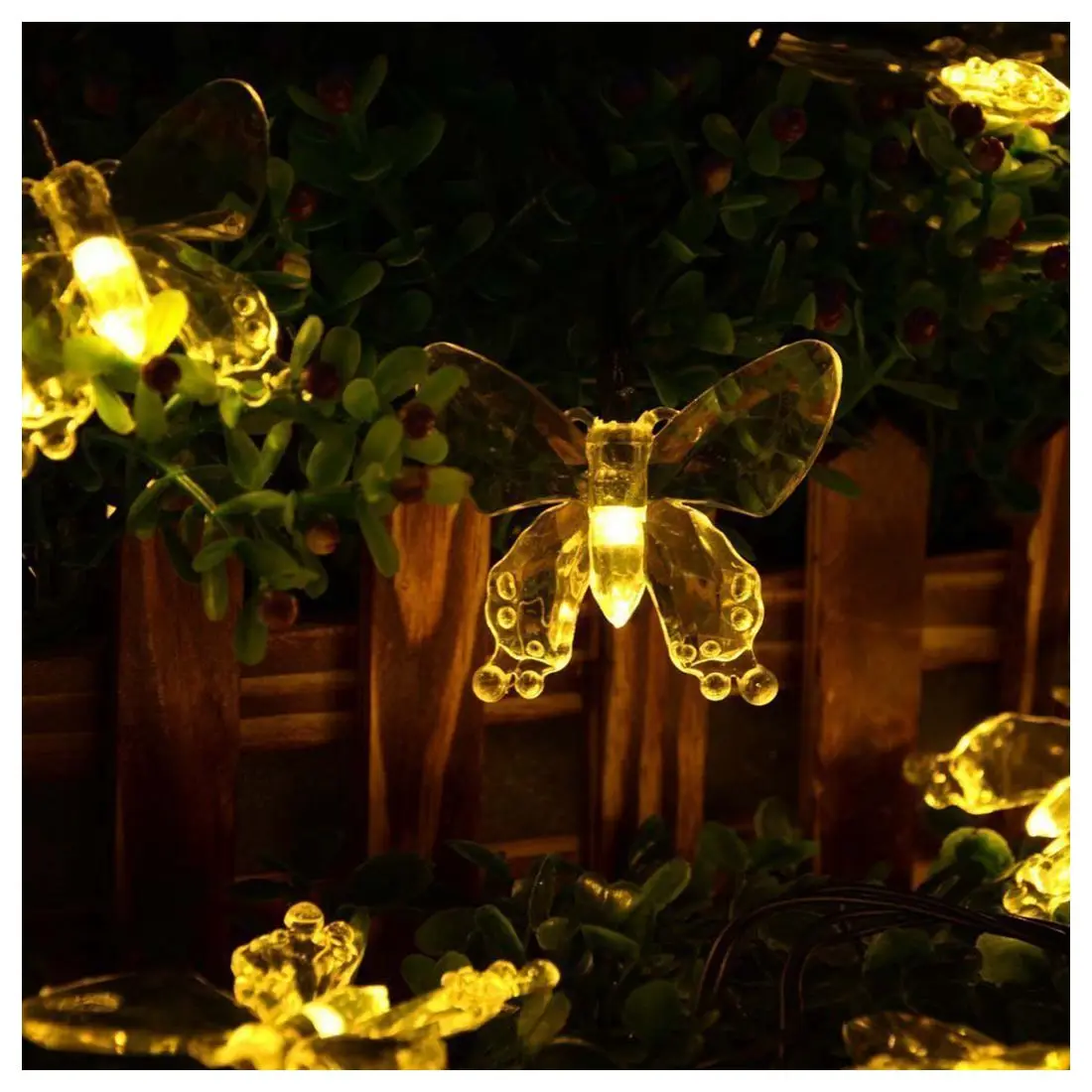 Solar Light Wreath, 5 meters solar LED light string 20 butterfly decorative lighting for