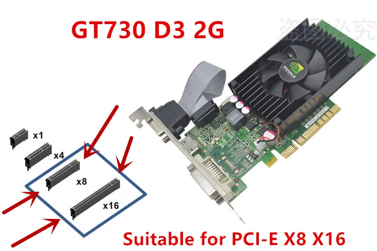 New mini GT730 D3 2G Applicable to brand server graphics card PCI-E x8 PCI-E 8X X8 video card