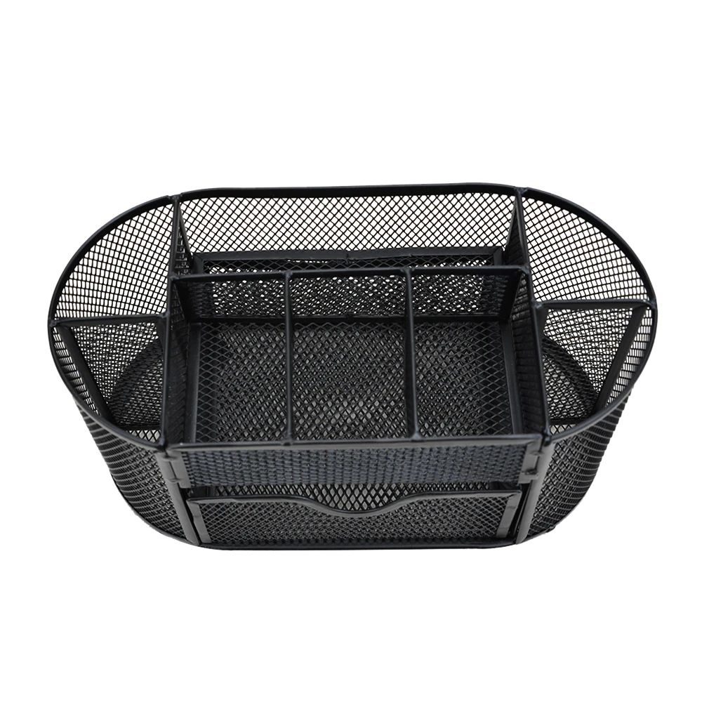 9 Storage Compartments Multi-functional Mesh Desk Organizer Pen Holder Stationery Storage Container Box Collection