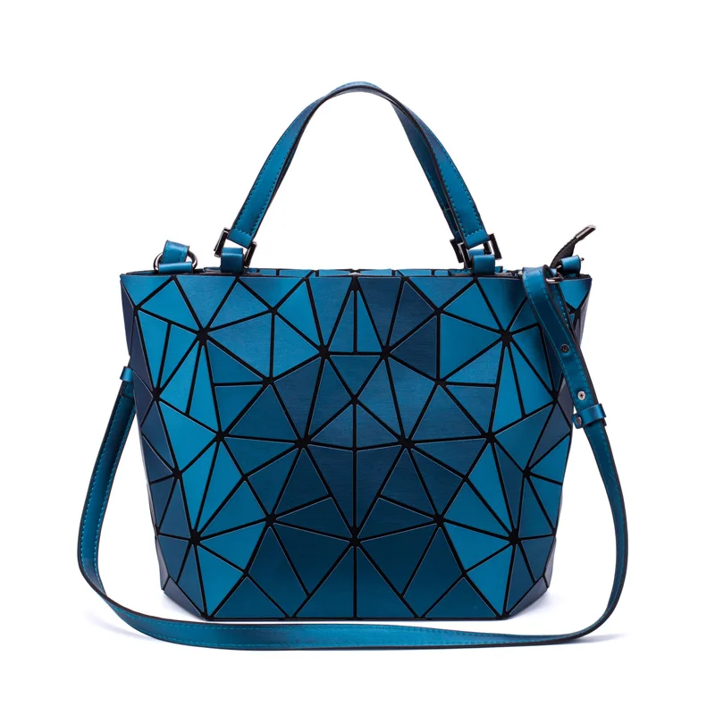 Светящаяся женская сумка, геометрические кошельки, сумка-тоут, стеганая сумка через плечо, лазерная простая складная сумка, голограмма, сумка-мессенджер, клатч - Цвет: Blue Medium