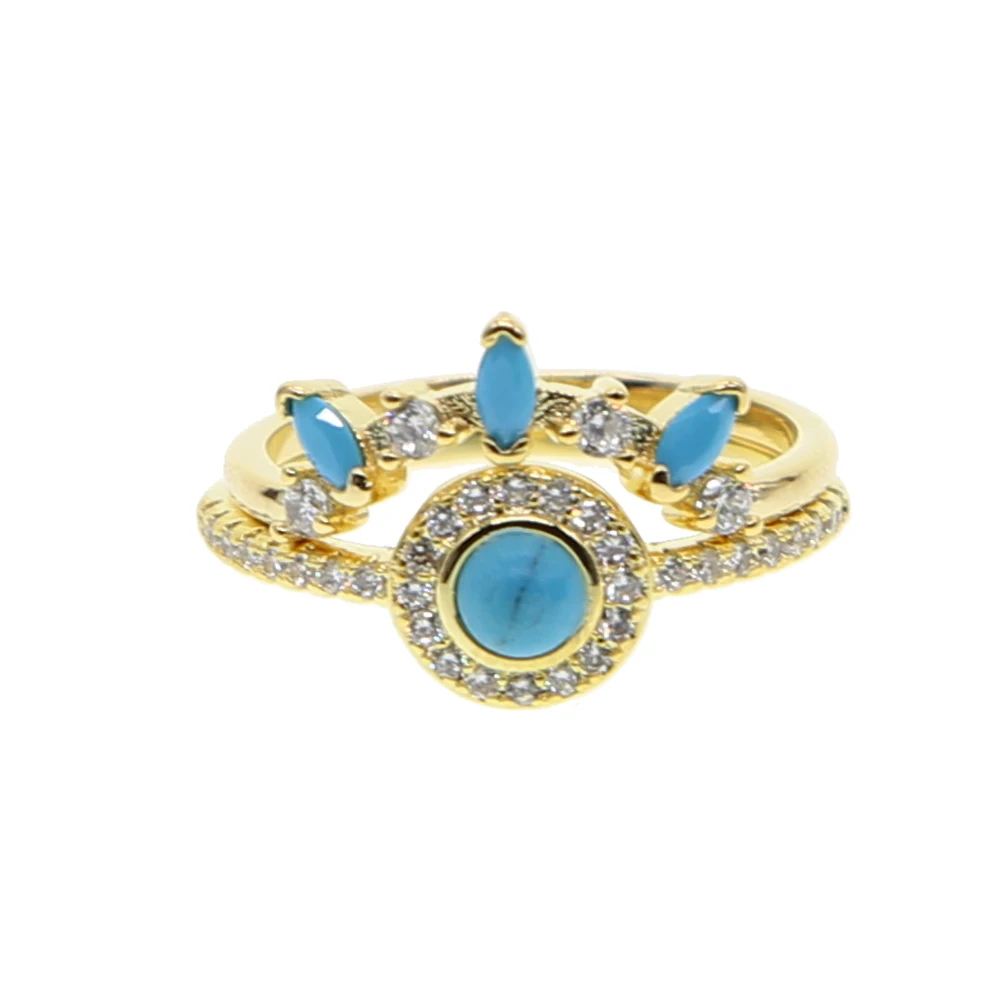 

2018 valentines day top quality 2PC ring set for girls finger kunckle Rings delicate dainty cz minimal engagement ring wholesale