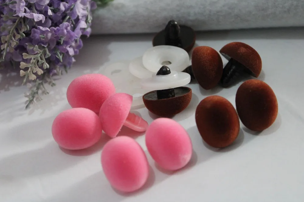 19x24 мм овальной формы розовый/коричневый цвет флокирующая игрушка нос безопасные игрушечные нос+ жесткий шайба для diy плюшевая кукла фурнитура-30 шт./лот