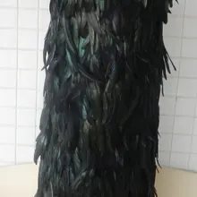 Розничная и, длинная прямая черная Петух coque перо юбка с длинным левым разрезом и эластичным поясом,# SKT020