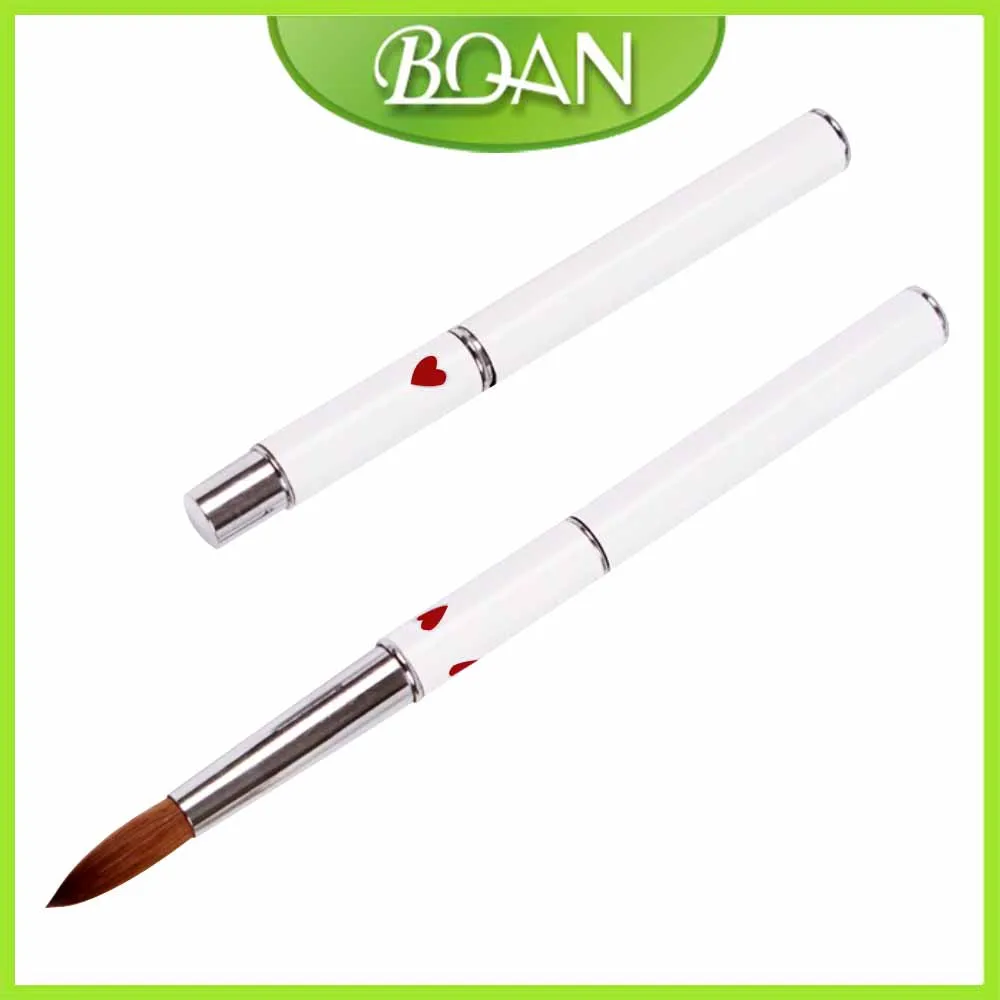 

BQAN 1 Piece Selling White Metal Handle Acrylic Nail Art UV Gel Carving Pen Brush Kolinsky Sable Brush 12#