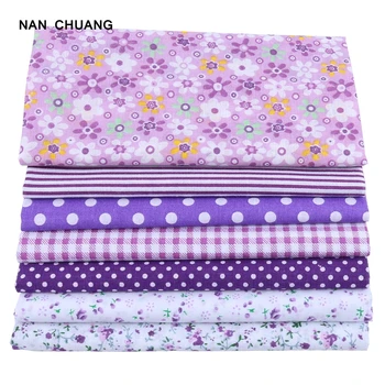 

Nanchuang Purple Thin Cotton Fabric Patchwork For Sewing Scrapbook Cloth Tissue For Quilt Needlework Pattern 25x25m 7Pcs/Lot