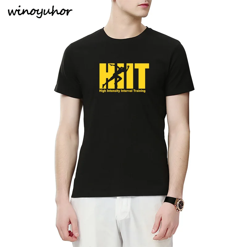 Hiit высокая интенсивность интервал футболки для тренировок для мужчин Летняя Повседневная футболка с коротким рукавом хип хоп топы тройник - Цвет: Black