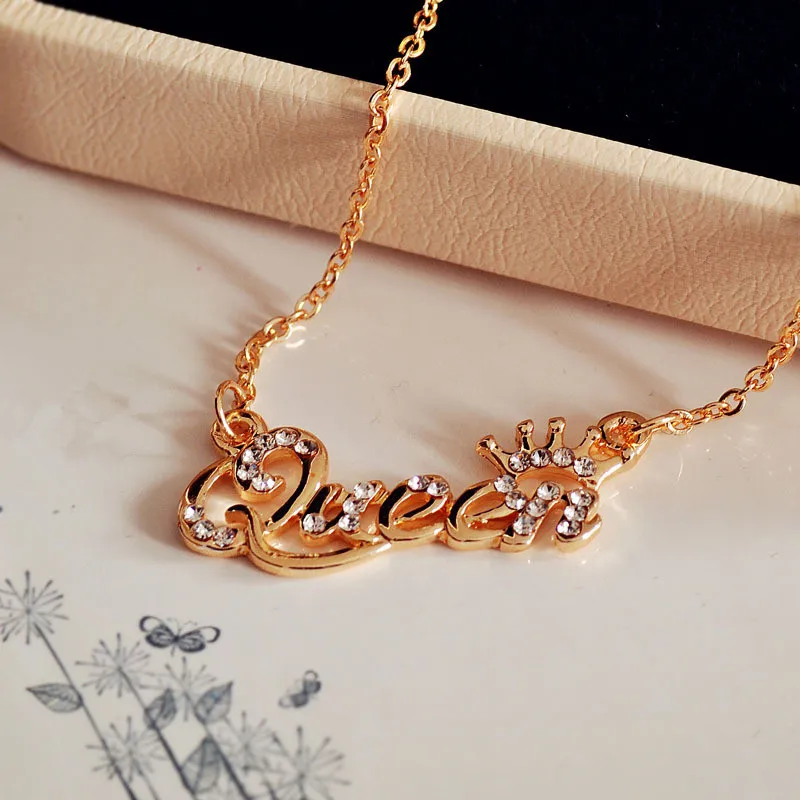 SHUANGR роскошный золотой цвет Королева цепь корона ожерелье Циркон Кристалл ожерелье Женская мода ювелирные изделия подарок на день рождения
