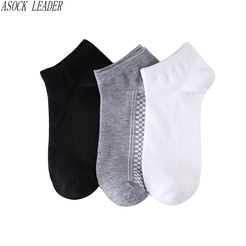 

ASOCK LEADER Men Socks Spring /Summer High Quality Cotton Anti-Skid 3 Colors Men's Socks Short Casual Boat Scoks 6 Pairs / Lot