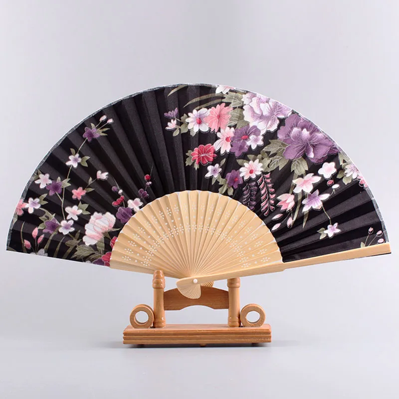 Японские цветы Шелковый ручной вентилятор красивый ретро пейзаж вентилятор поверхность складной бамбуковый веер Свадебные Рождественские стаканчики для вечеринки, подарков для гостей - Цвет: 17-Only Fan