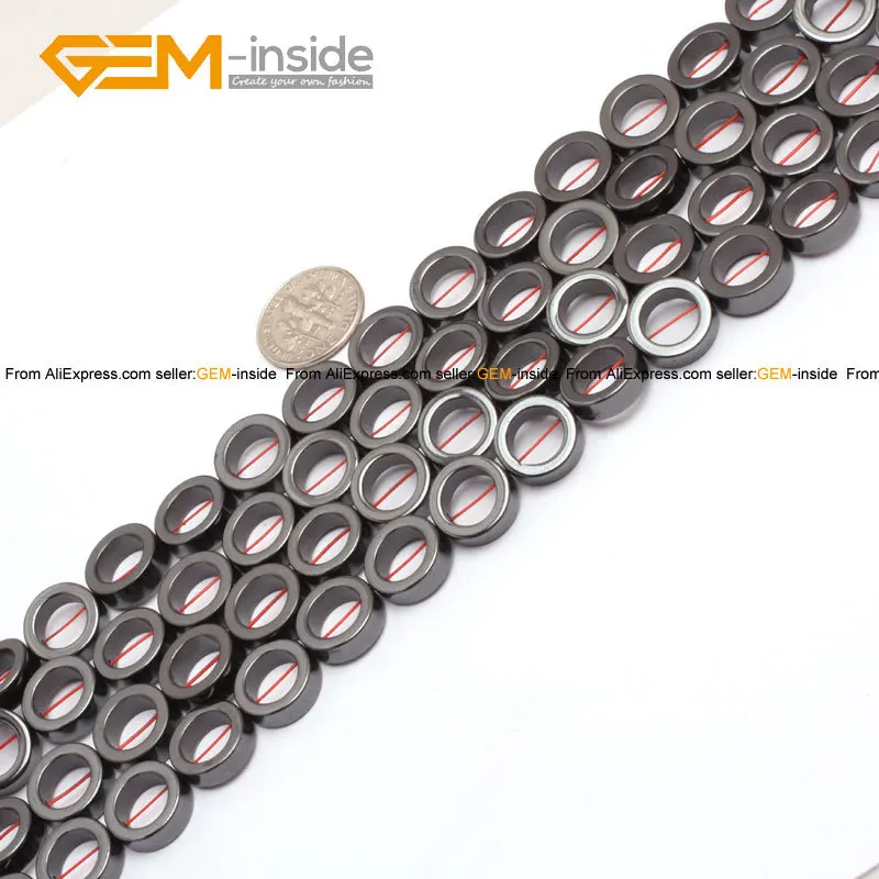

Gem-inside magnetic magnetite Hematite Healing Ring Circle Donuts Beads For Jewelry Making Ring Loop Shape 12mm 15inch DIY