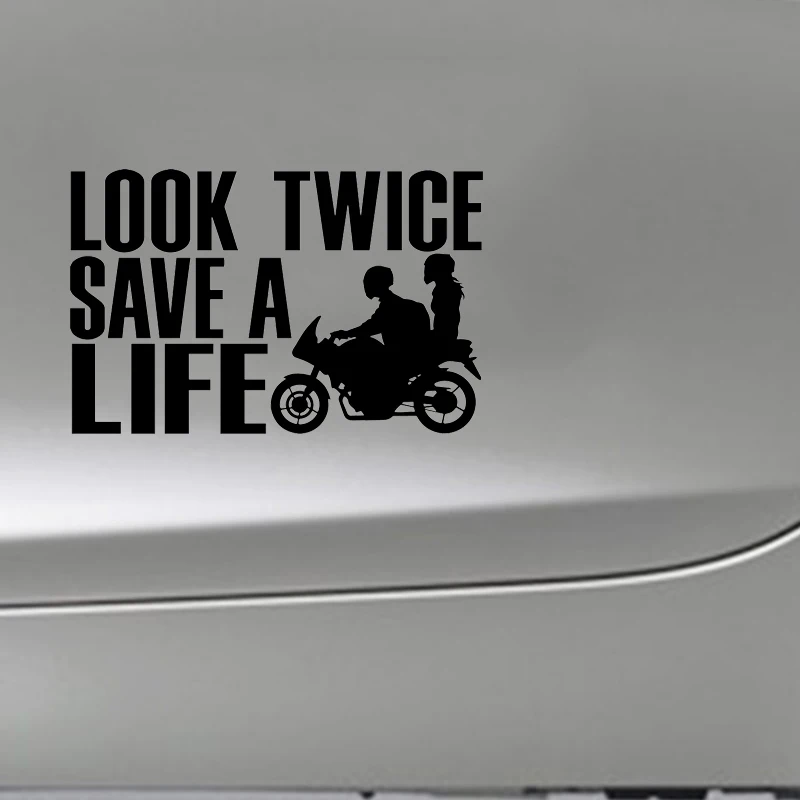 Look Twice Save a Life #04 Decal Sticker JDM Vinyl Car Window Bumper Truck 12" 