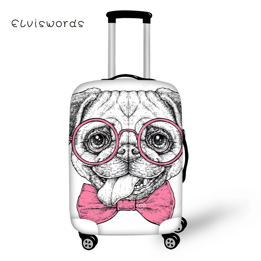 

ELVISWORDS Cute Pug Dog Luggage Cover for Suitcase Protective Covers Stretch to 18''-30'' Case Dust Protector Travel Accessories