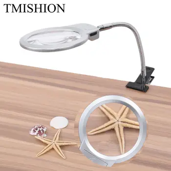 

TMISHION Magnifying Nail Art Desk LED Light 2.25X & 5X Magnifier With Clamp Adjustable Tattoo Nail Art Led Light Makeup Tool a