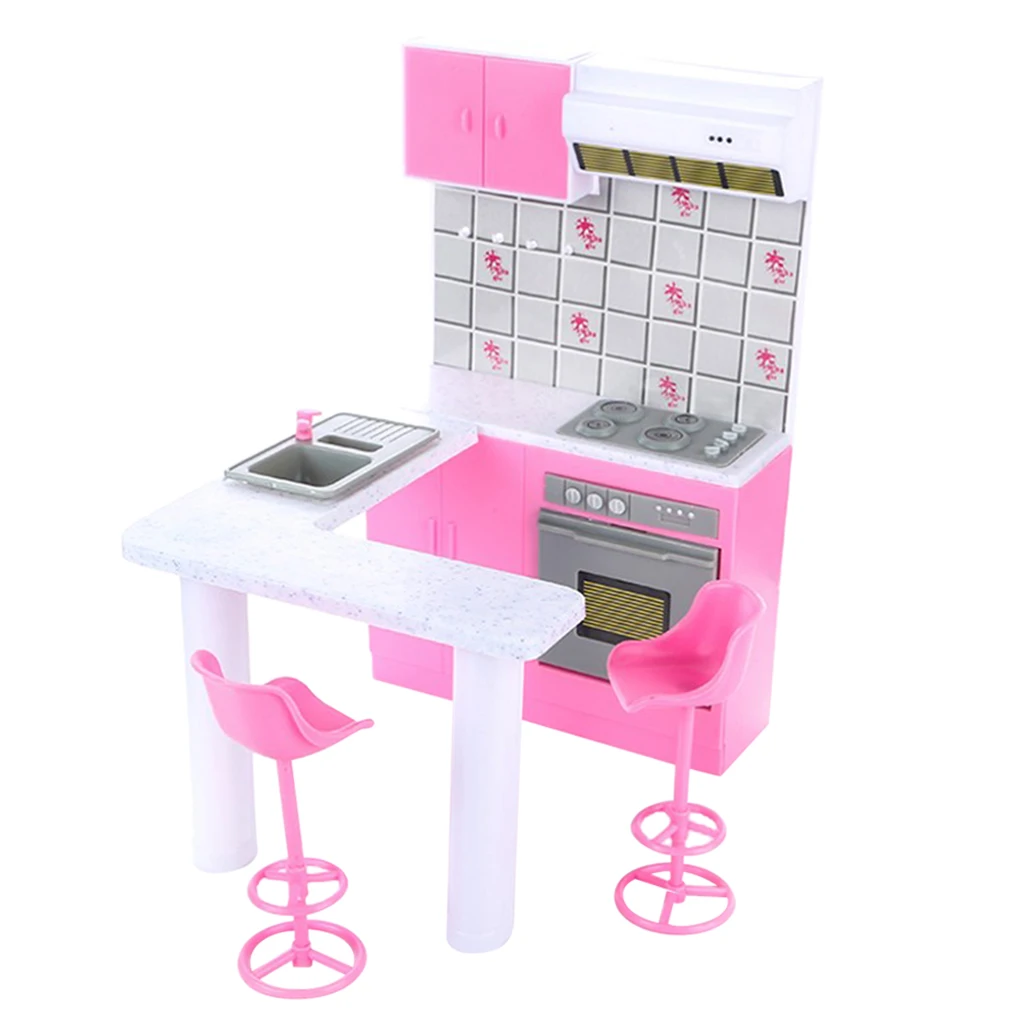 Dollhouse Kitchen Furniture, 1:6 Scale Dolls House Kitchen Cabinet Set for 1/6 Dolls 12inch Action Figures Accessories