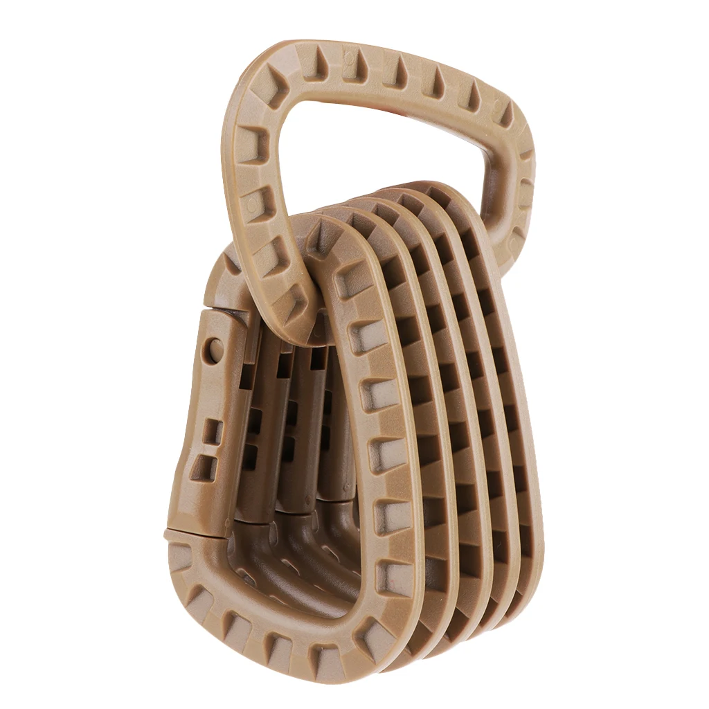 

D-Ring Locking Carabiner, Hard Polymer Lightweight Key Chain and Backpack Clip for Outdoor Camping Hking Fishing (6 Pack)