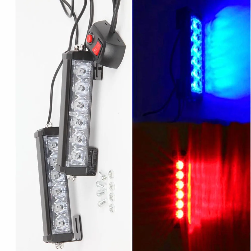 2X 6 LED Car Emergency Beacon Warning Hazard Flash Strobe Light Bar