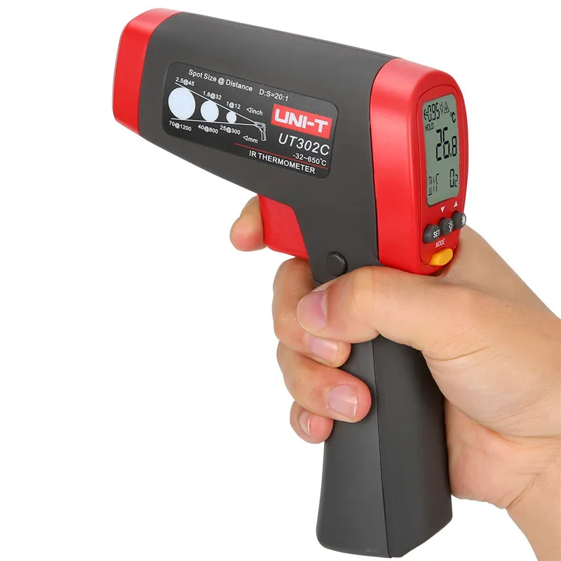 

UNI-T UT302C Professional pyrometer infrared non-contact infrared thermometer -32~650 Degrees Temperature Tester Pyrometer