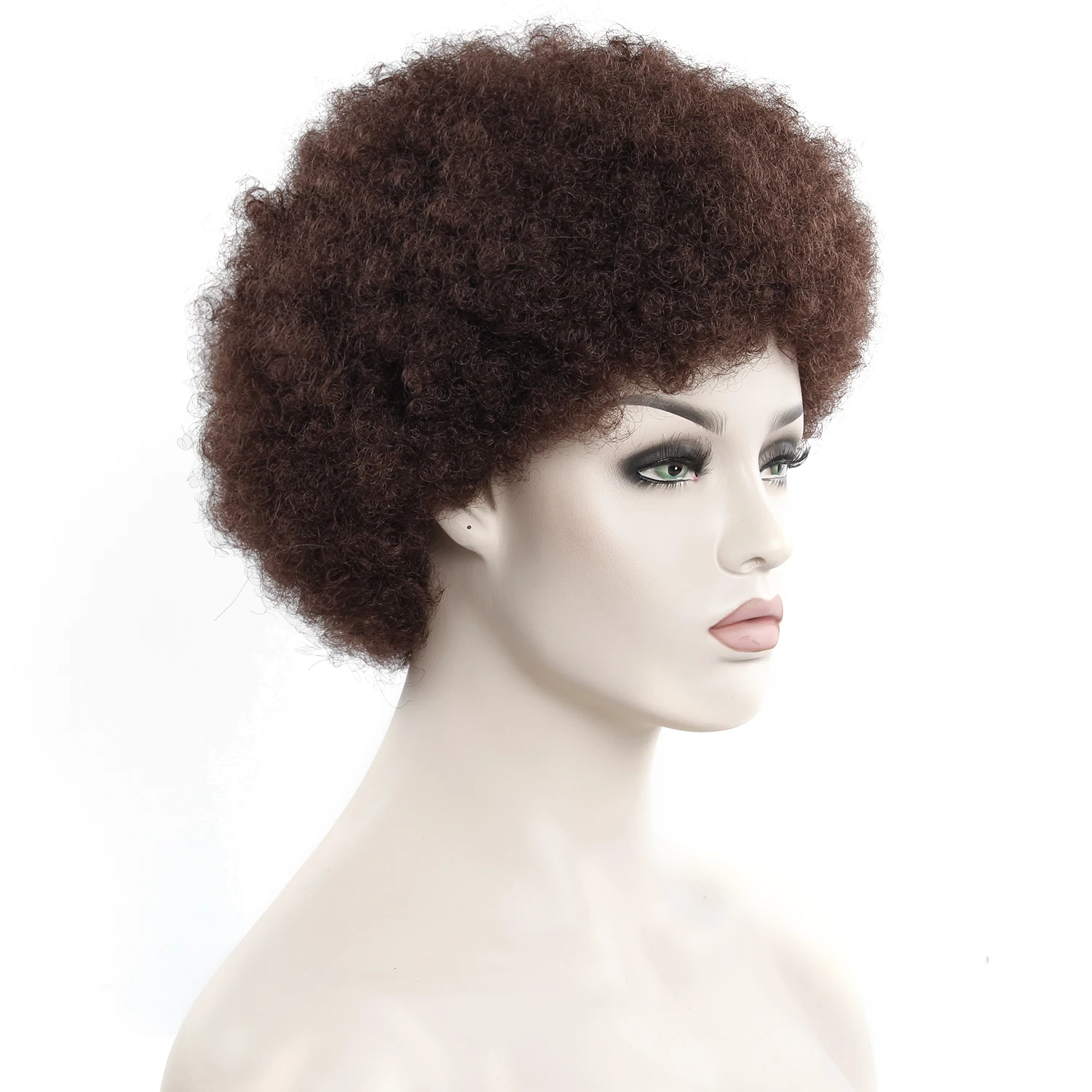 Афро кудрявый парик волос коричневый синтетический Ретро парики для женщин черные волосы
