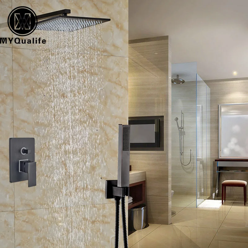 

Wall mount 2-ways Mixer Valve 10" Rain Shower Faucet Mixer Taps Single Handle with Handheld Shower Oil Rubbed Bronze