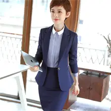 Профессиональный женский модный деловой строгий Тонкий костюм с длинными рукавами куртка юбка женская большой ярдов рабочая одежда два комплекта синего цвета
