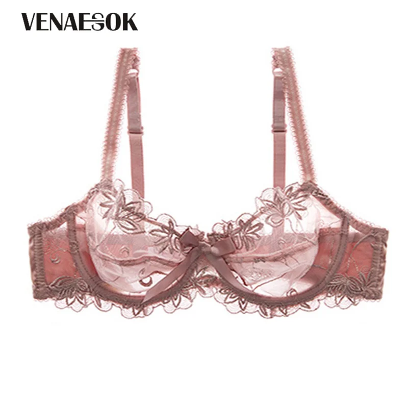 Bras Logirlve Ultrathin Underwear Plus Size C D Cup Sexy Bras Embroidery  Lingerie Lace Women Transparent Bra Half Cup Pink BrassiereLF20230905 From  Qiaomaidou02, $10