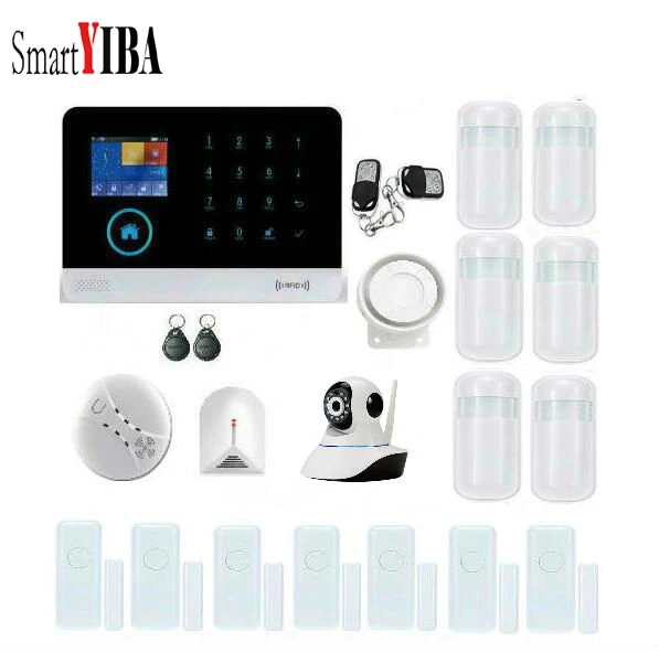 SmartYIBA 3g SIM беспроводная домашняя система защиты безопасности wifi WCDMA система сигнализации комплекты камер наблюдения датчики детекторы