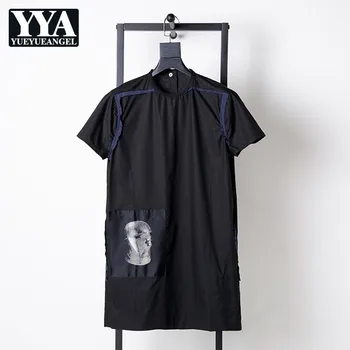 

2019 Gothic Style Mens O-Neck Alien Print Patch T-Shirts Pullover Short Sleeve Cotton Casula Slim Fit Patchwork Mens Tops Tees