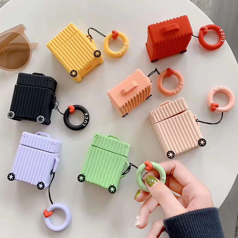 

Creative Suitcase Luggage Silicone Earphone Case Cover for Airpods fashion modeling Suitcase funny Soft Silicon Case for Airpods