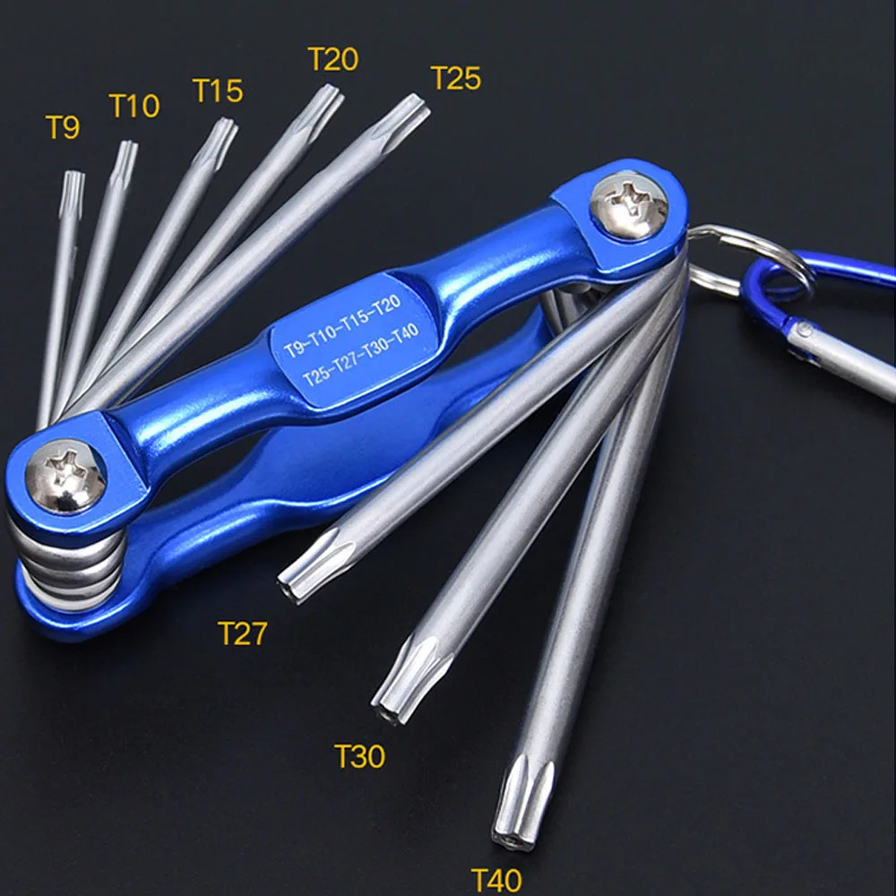 

8in1 Folded Hexagon Hex Key Wrench Set Inch Allen Wrench Hexagonal Screwdriver Metric Plum inside the hexagonal Hand Tools
