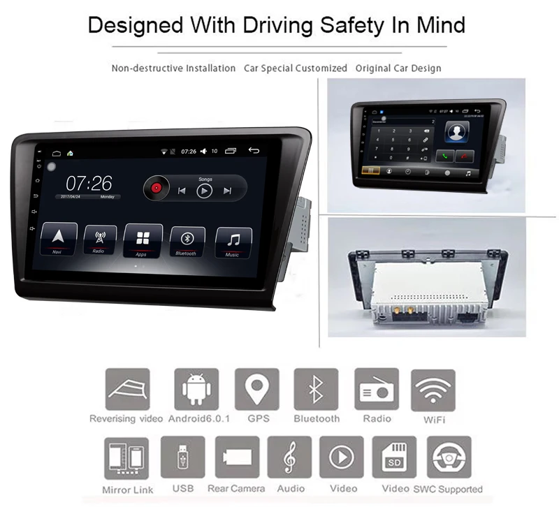 Discount Android 7.1 Car Multimedia Player 9 inch audio radio video entertainment I din navigation system for Skodarapid 2013-2018 2