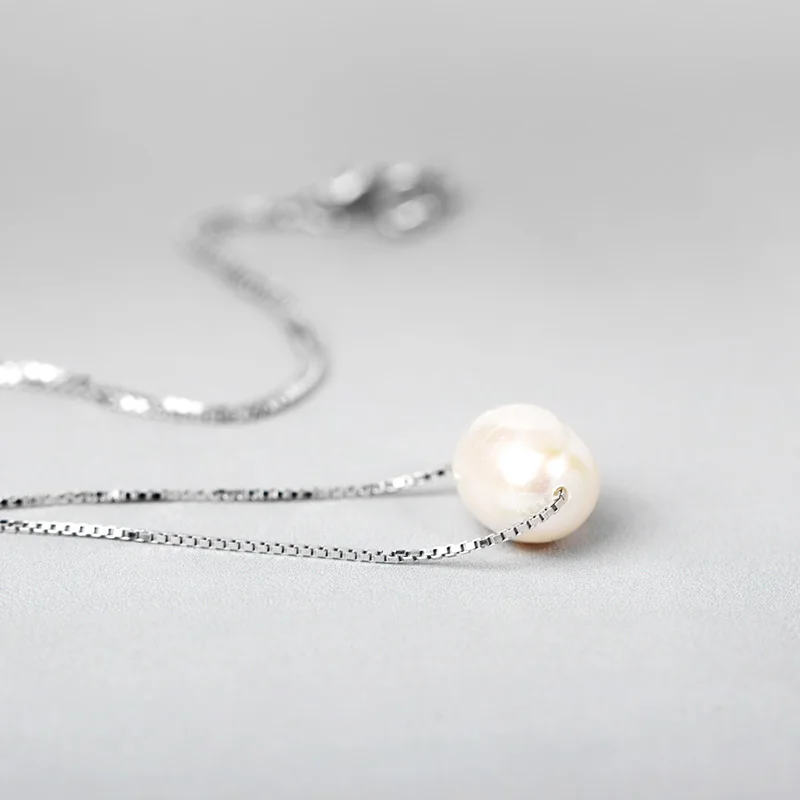 Funmor настоящая Подвеска из натурального пресноводного жемчуга ожерелье для женщин девочек с 925 пробы серебряной цепочкой ювелирные изделия аксессуары Подарки