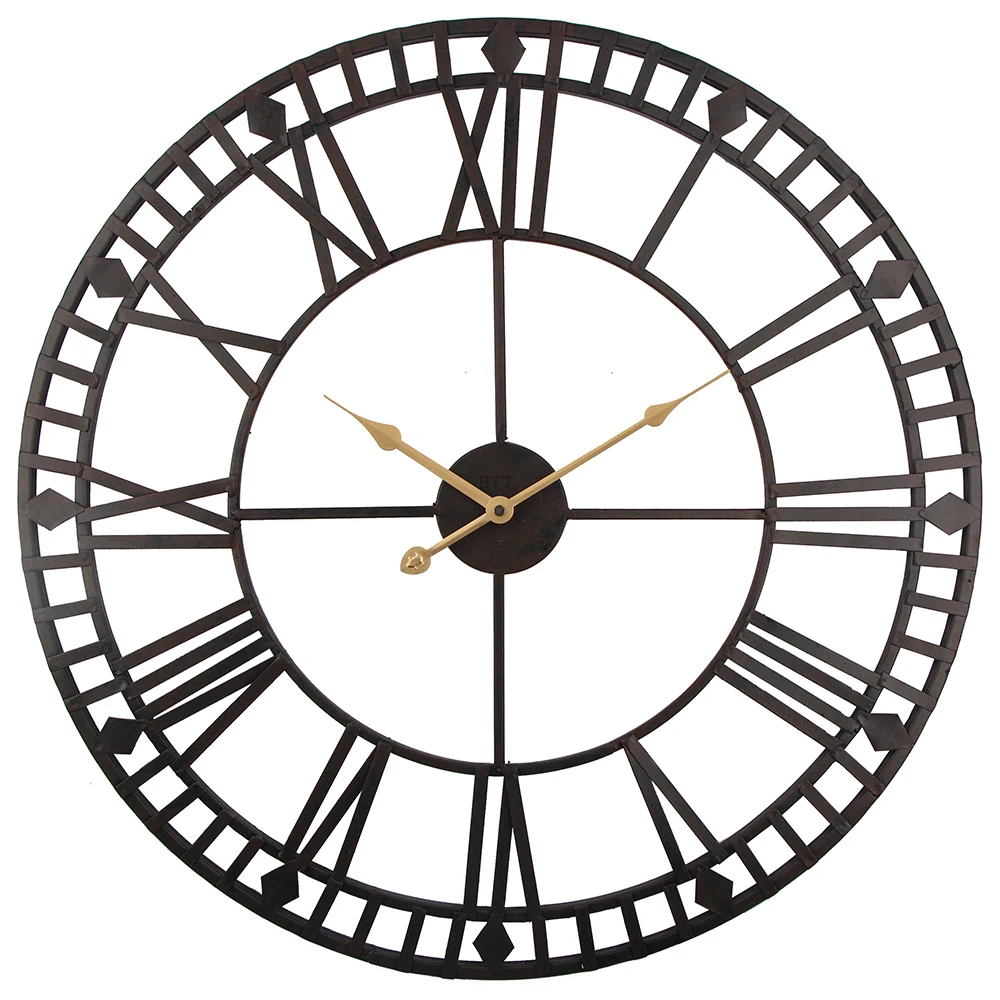 Vintage Wall Clock 60cm Large Clokc Watch Wrought Metal Industrial Iron Clock Watch Saat Classic