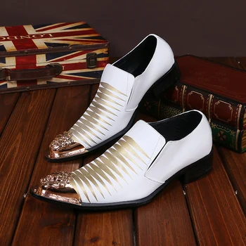

Luxury Brand 2018 New Men Metal pointed Toe Oxford Shoes Fashion High Quality Men Gnuine Leather Shoes Dress Shoes