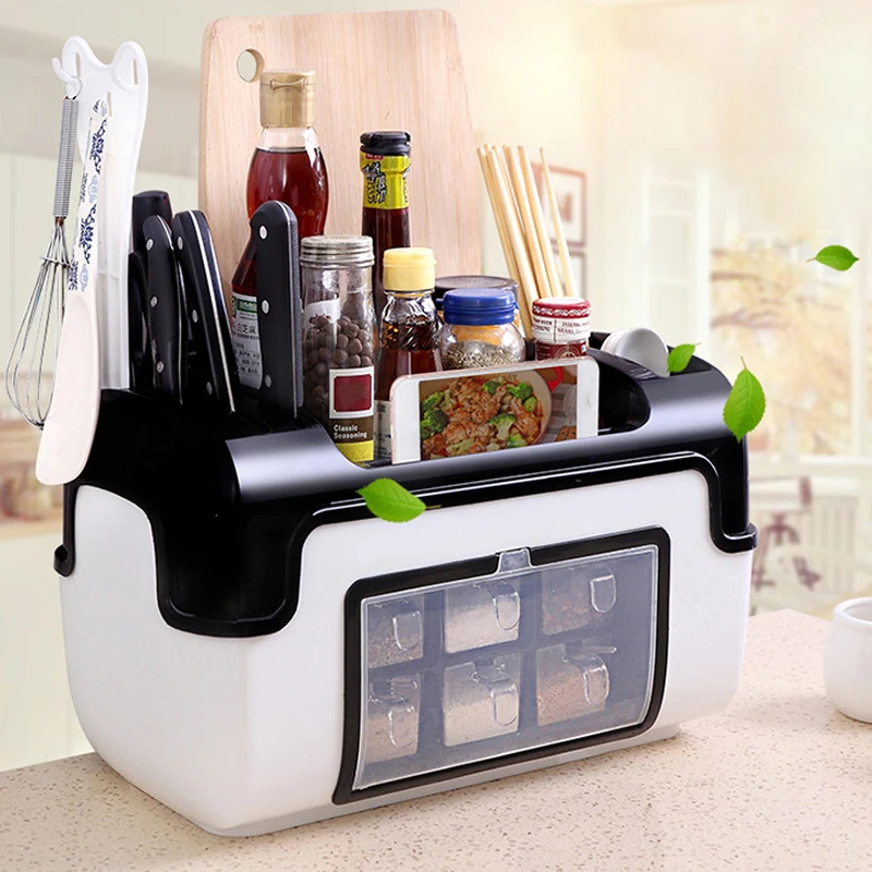 

Kitchen Storage Shelves Spice Seasoning Boxes Bottles Racks Holders Organizer Knife Gadgets Chopsticks Tools Accessories Items