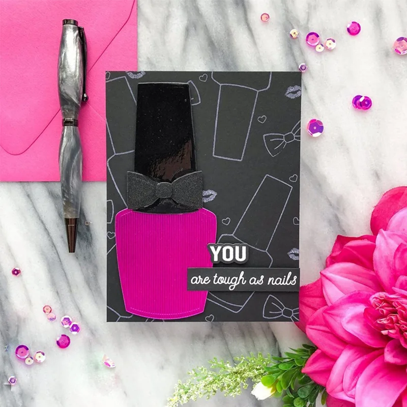

Nail Polish Bottle Cut Dies Transparent Clear Silicone Stamp Set for DIY Scrapbooking/ Decorative Cards Making Clear Stamps