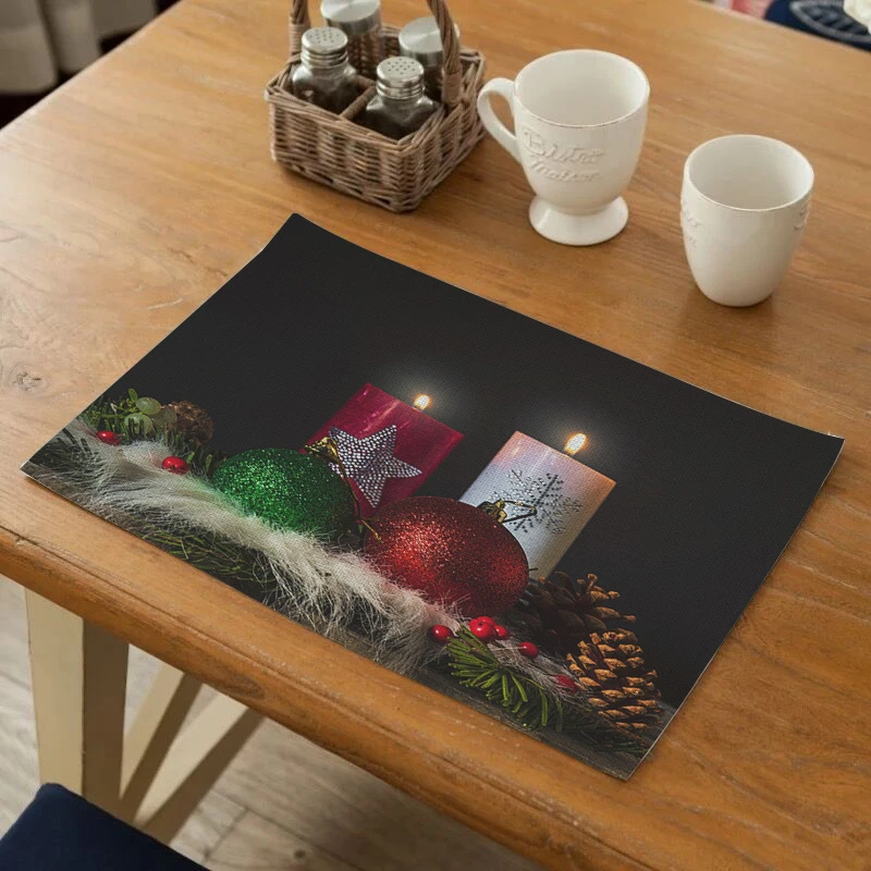 Christmas Style Kitchen Placemat Dining Table Mat Coaster Cotton Linen polyester Pads Cup Mats Kitchen Accessories Decoration Christmas Style Kitchen Placemat Dining Table Mat Coaster Cotton Linen polyester Pads Cup Mats Kitchen Accessories Decoration