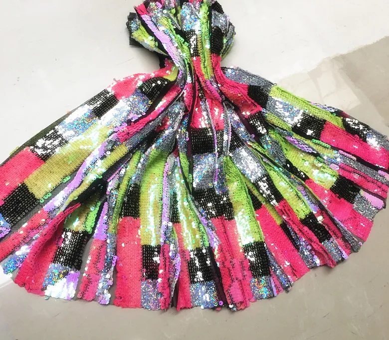 LASUI Великолепная 1 ярд W0118 3 цвета для вечернего платья одежда радуга шифрование блёстки вышивка Сетка кружевная ткань