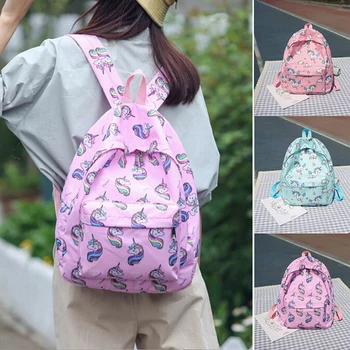 

Girls Waterproof Unicorn Backpack 3D Preppy Printing Backpack Travel Softback Notebook Bag Large Capacity For School Backpack