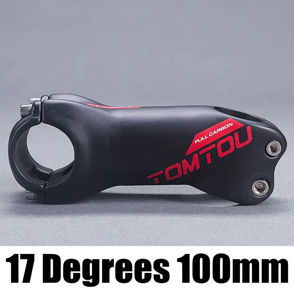 17 Degree 100MM TOMTOU полное однонаправленное Углеволокно угол 6/17 градусов Горный Дорожный велосипед для руля диаметром 31,8 мм матовый красный-T48M62 - Цвет: 17 Degree 100MM