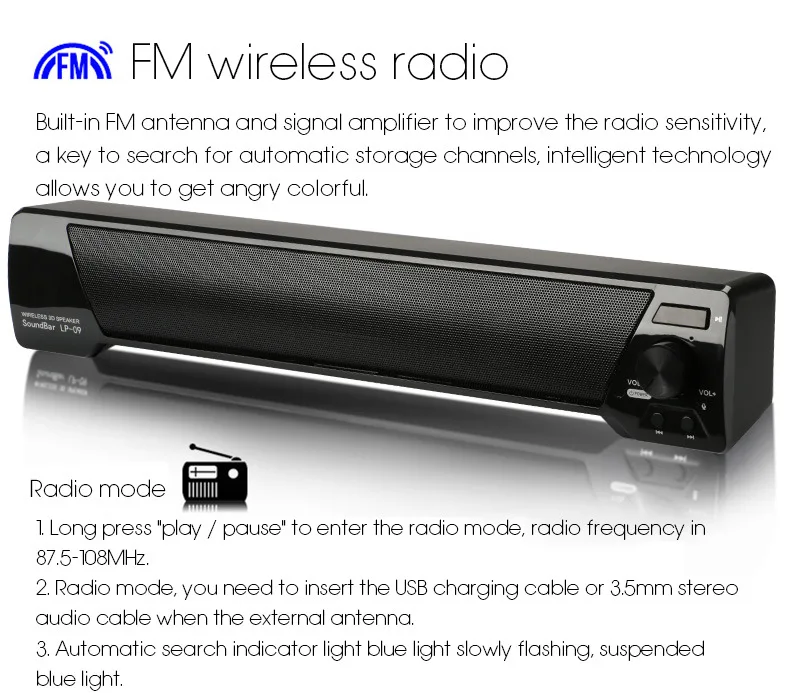 AMTERBEST ТВ Саундбар беспроводной Bluetooth динамик домашний кинотеатр усилитель звука FM радио TF USB Сабвуфер для компьютера ТВ телефона