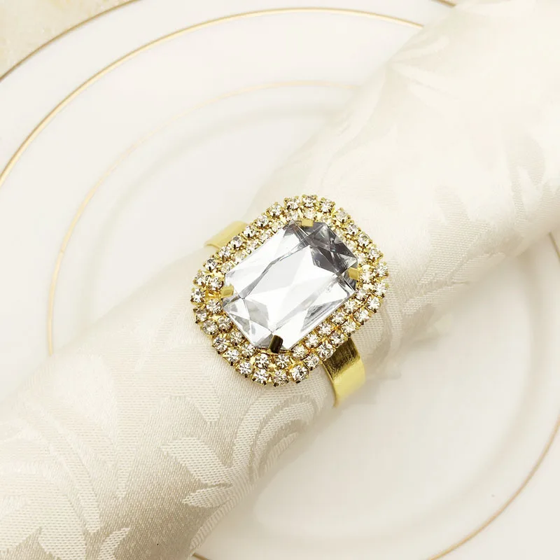 

12PC hotel table setting table napkin ring napkin buckle cloth ring rectangular welding claw chain napkin ring