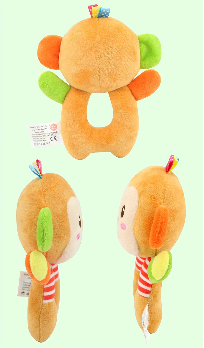 HAPPY MONKEY baby toys O-type bells early education puzzle plush toys baby hand bell WJ534