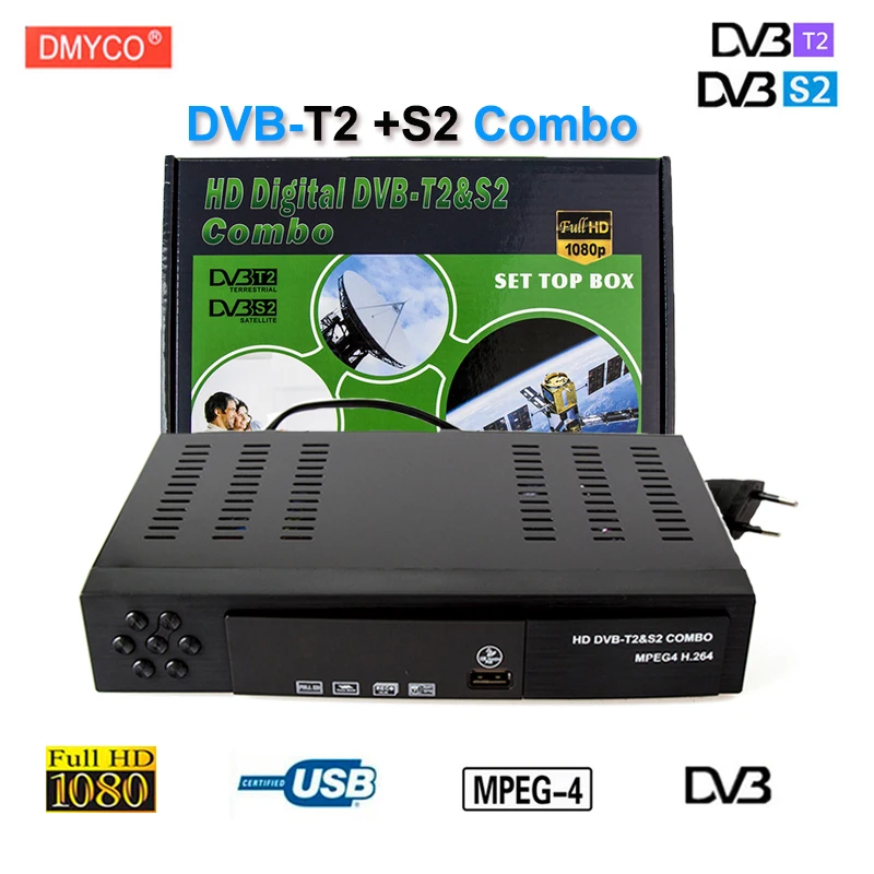 Dmyco DVB-T2 + S2 Combo спутниковый ТВ ресивер 1080 P HD цифрового наземного H.264/MPEG2/4 спутниковый приемник Поддержка Multi-Язык