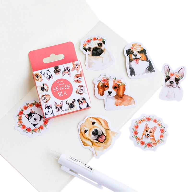 

46pcs/pack lovely kawaii dog paper stickers DIY decoration scrapbook sticky label gifts for kids stationery papeleria