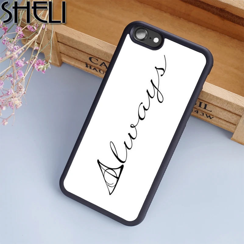 

SHELI Deathly Hallows Harry Potter Always Phone Case For iPhone 6 6S Plus 7 8 Plus X 5S Cover For Samsung GalaxyS6 S7 S8 edge